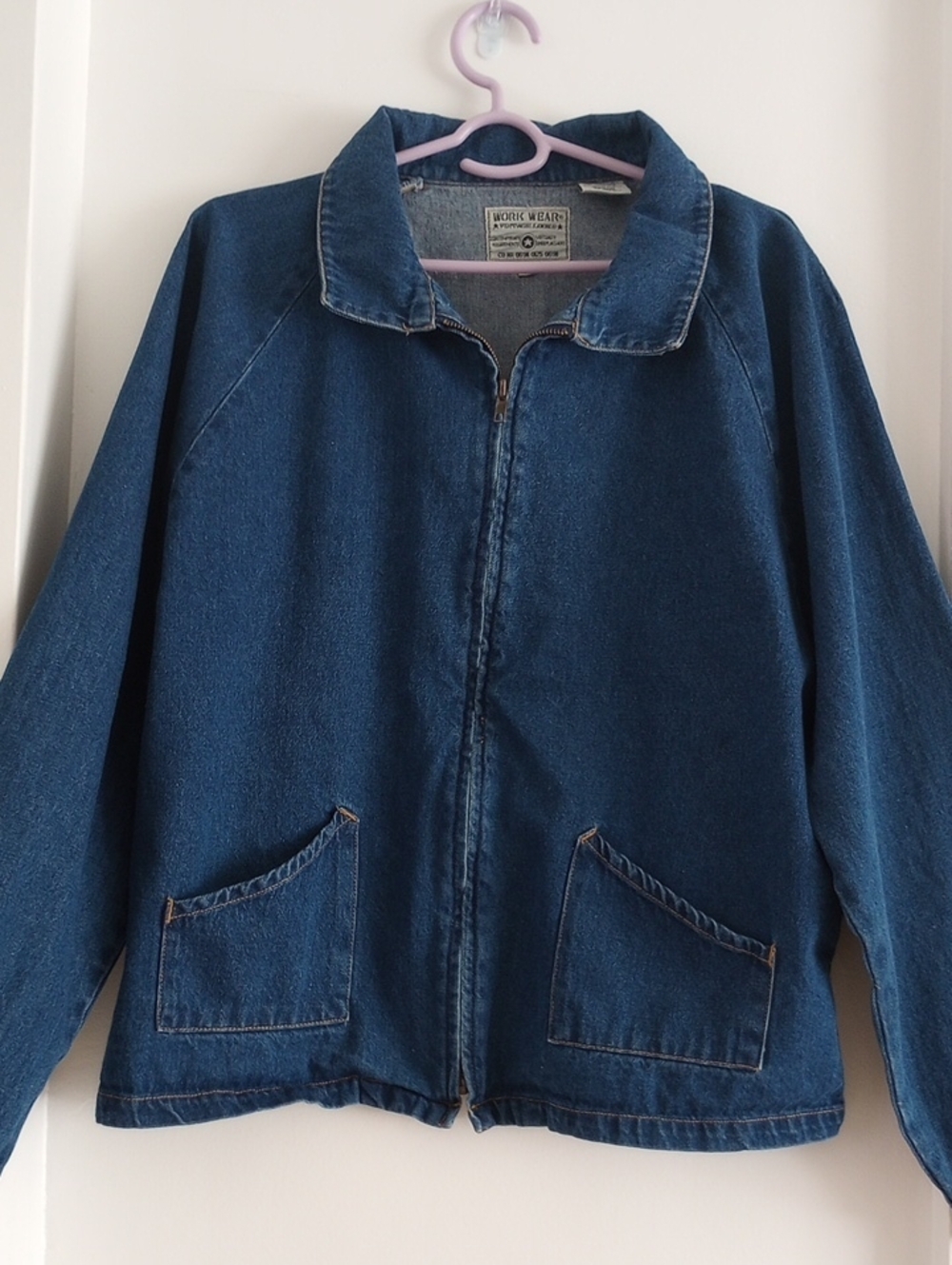 Vintage 100% Cotton Blue Denim Work Wear Jacket Size XL - Picture 2 of 13